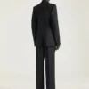 Chaqueta tipo capullo de doble botonadura en lana y mohair