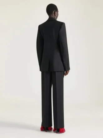 Chaqueta tipo capullo de doble botonadura en lana y mohair