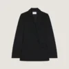 Chaqueta tipo capullo de doble botonadura en lana y mohair