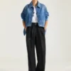Chaqueta trapecio en denim azul medio Chaqueta trapecio en denim azul medio