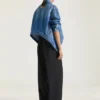 Chaqueta trapecio en denim azul medio Chaqueta trapecio en denim azul medio