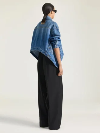 Chaqueta trapecio en denim azul medio