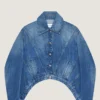 Chaqueta trapecio en denim azul medio Chaqueta trapecio en denim azul medio