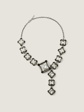 Collar de cristales desestructurado en metal y cristales