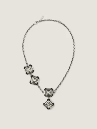 Collar de cristales desestructurado en metal y cristales