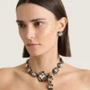 Collar de cristales desestructurado en metal y cristales Collar de cristales desestructurado en metal y cristales