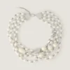 Collar de metal, perlas y cristales