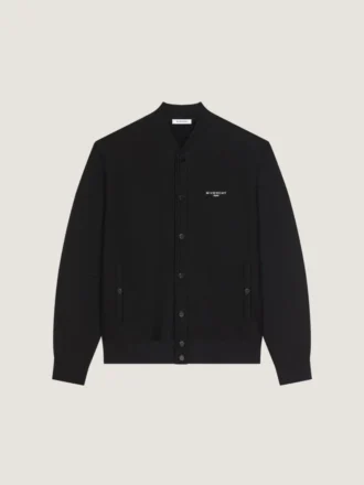Cárdigan con costuras de alta costura en felpa bordada con «Givenchy Paris»