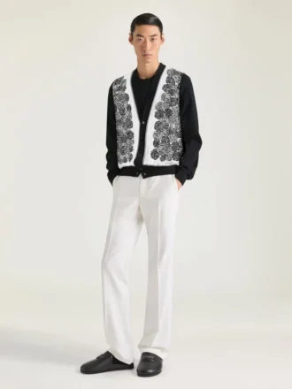 Cárdigan de punto de algodón con estampado floral