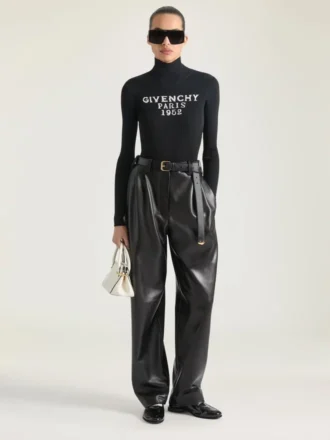 Pantalones de doble pliegue en piel