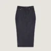 Falda midi con detalle «kickback» en denim sin tratar