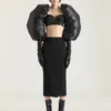Falda midi con detalle «kickback» en lana