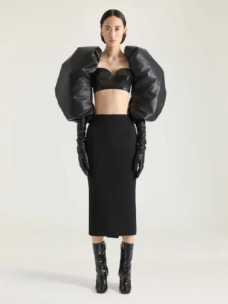 Falda midi con detalle «kickback» en lana