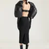 Falda midi con detalle «kickback» en lana