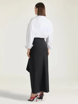 Falda midi cruzada de lana y mohair