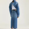 Falda-pantalón midi en denim azul medio Falda-pantalón midi en denim azul medio