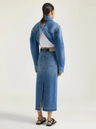 Falda-pantalón midi en denim azul medio
