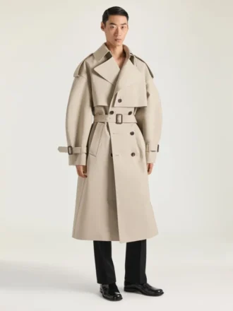 Gabardina con costuras de alta costura en algodón