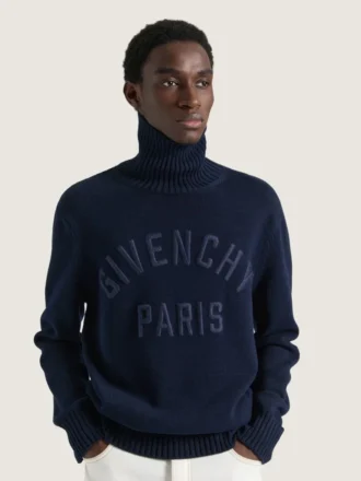 Jersey de cuello alto de algodón con bordado «Givenchy Paris»
