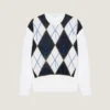 Jersey de punto con diseño Argyle y costuras de alta costura