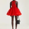 Mini vestido babydoll con volantes de nailon Mini vestido babydoll con volantes de nailon