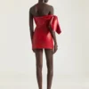 Mini vestido bustier de piel napa con lazo Mini vestido bustier de piel napa con lazo