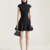 Minivestido con falda acampanada de viscosa de lana Minivestido con falda acampanada de viscosa de lana