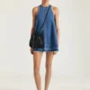 Minivestido de denim azul medio