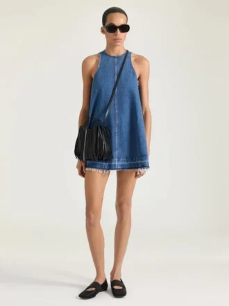 Minivestido de denim azul medio