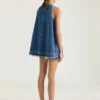 Minivestido de denim azul medio