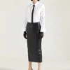 Falda midi con detalle «kickback» en piel napa