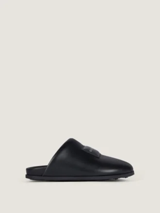 Mules planas de la línea Label en piel napa