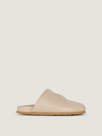 Mules planas de la línea Label en piel napa