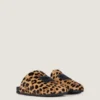 Mules planas Label en piel con efecto potro y estampado de leopardo Mules planas Label en piel con efecto potro y estampado de leopardo