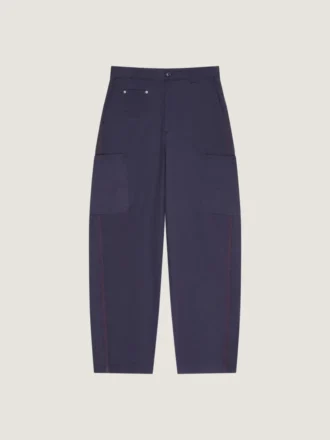 Pantalones cargo con costuras de alta costura en denim de espiga