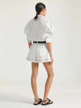 Pantalones cortos a rayas de algodón y seda