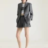 Pantalones cortos de lana con doble pliegue Pantalones cortos de lana con doble pliegue