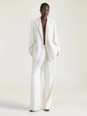 Pantalones de doble pliegue en lana y mohair