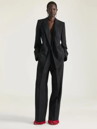 Pantalones de doble pliegue en lana y mohair