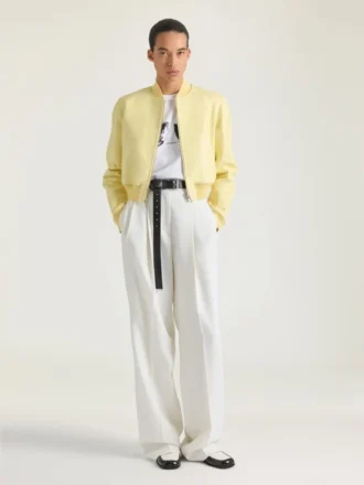 Pantalones de doble pliegue en lana y mohair