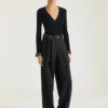 Pantalones de doble pliegue en lana y mohair