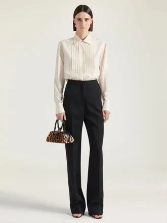 Pantalones de smoking ajustados de lana Pantalones de smoking ajustados de lana