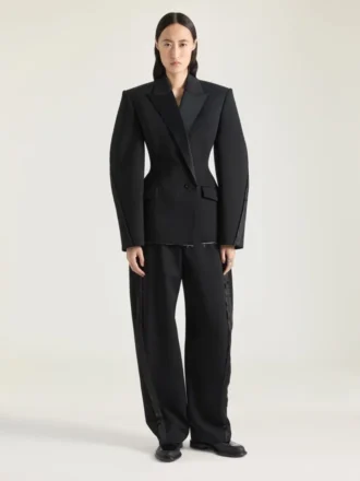 Pantalones tipo capullo de lana con detalle del revés