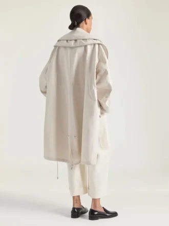 Parka con cuello chal con cremallera, de algodón
