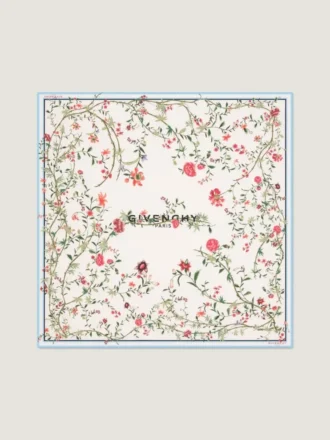 Pañuelo cuadrado de seda con estampado floral