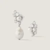 Pendientes asimétricos de perlas y cristales en metal, cristales y perlas Pendientes asimétricos de perlas y cristales en metal, cristales y perlas
