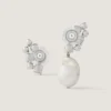 Pendientes asimétricos de perlas y cristales en metal, cristales y perlas Pendientes asimétricos de perlas y cristales en metal, cristales y perlas