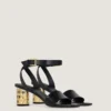 Sandalias de tacón con cinta en piel