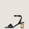Sandalias de tacón con cinta en piel