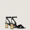 Sandalias de tacón con cinta en piel